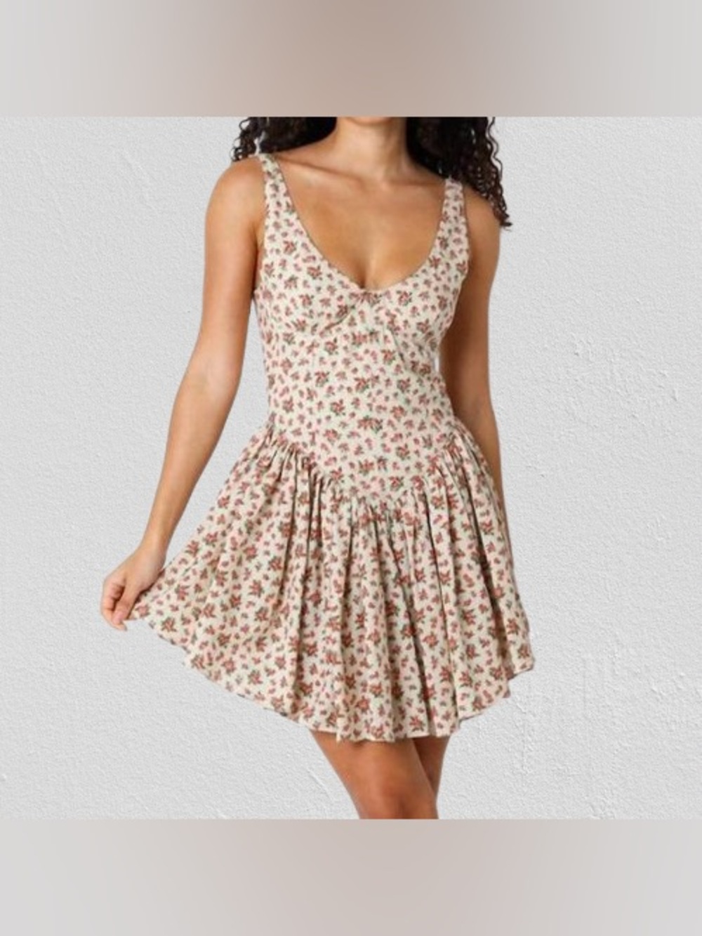 NWT Olivaceous Women’s Floral Print A-Line Dress Linen, Sz L